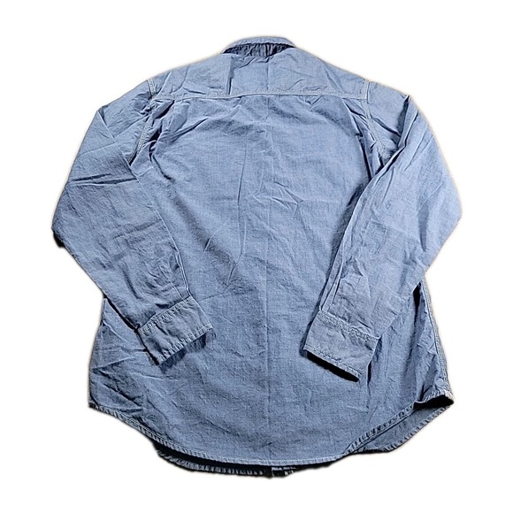 Weatherproof Vintage Shirt SMALL BLUE 100% Cotton Chambray Button BLUE MOON LOGO - Picture 4 of 10